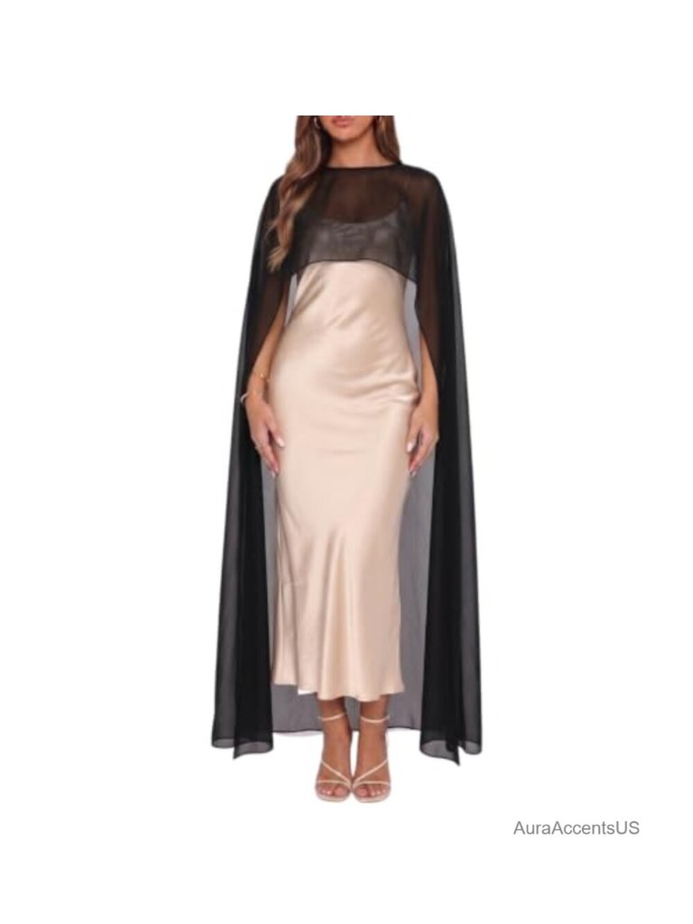 Sheer Chiffon Cape Shawl for Evening Dresses, Wedding Guest Capelet Formal